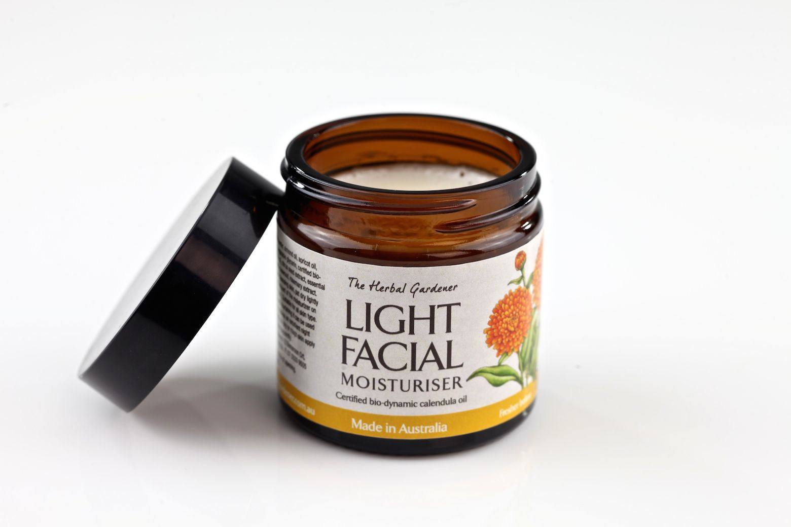 The Herbal Gardener, Light Facial Moisturiser with certified organic calendula oil benefit all skin as day cream, helps reduce signs of ageing & smooth fine lines, Australian made, helps teenager with acne, chemical free, helps repair.