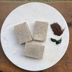 Three pack of exfoliating coffee bars of soap The Herbal Gardener
