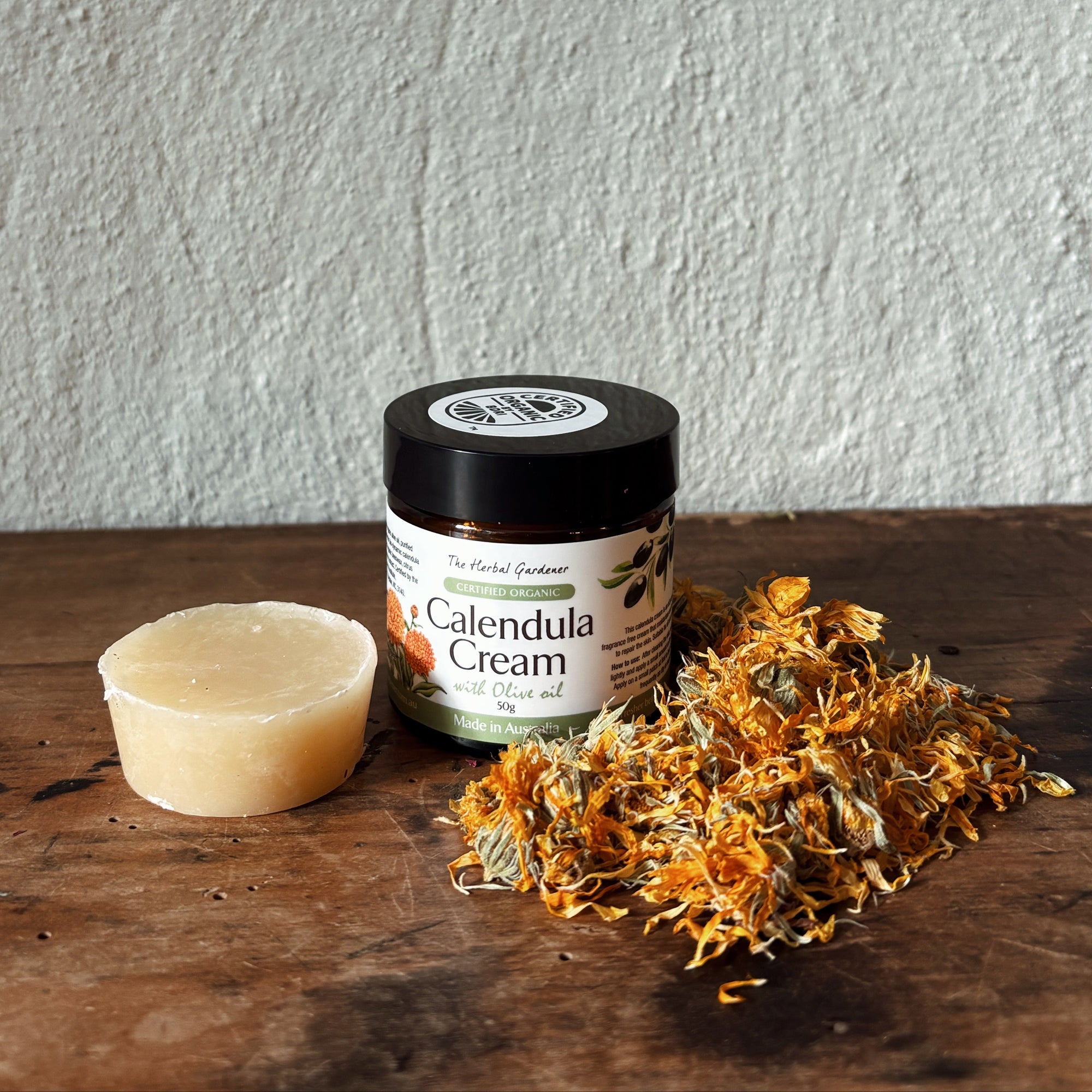 Calendula Cream Certified Organic Australian 50gr with demeter biodynamic calendula oil The Herbal Gardener