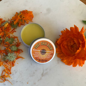 Soft skin balm 20gr tin certified Ausralian Demeter Biodynamic Calendula Oil with beeswax  The Herbal Gardener