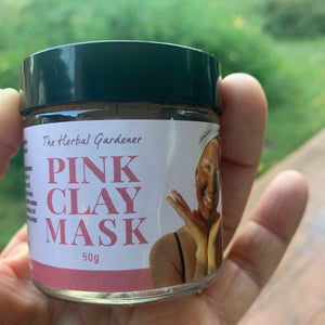 Pink Clay Face Mask in a jar The Herbal Gardener