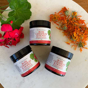 Rose Geranium & Honey Calendula Facial Moisturiser 50gr Thee Pack The Herbal Gardener