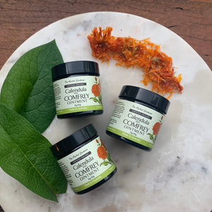 Calendula and Comfrey Ointment 50gr Three Pack organic certified Australian Demeter Biodynamic Calendula Oil The Herbal Gardener