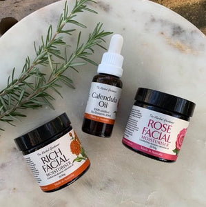 Day & Night Calendula Facial Pack with Calendula Oil 20ml, Rich Facial Moisturiser 25gr and Rose Facial Moisturiser 25gr The Herbal Gardener