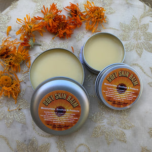 Soft skin balm 40gr and 20gr tin certified Ausralian Demeter Biodynamic Calendula Oil with beeswax dried calendula The Herbal Gardener