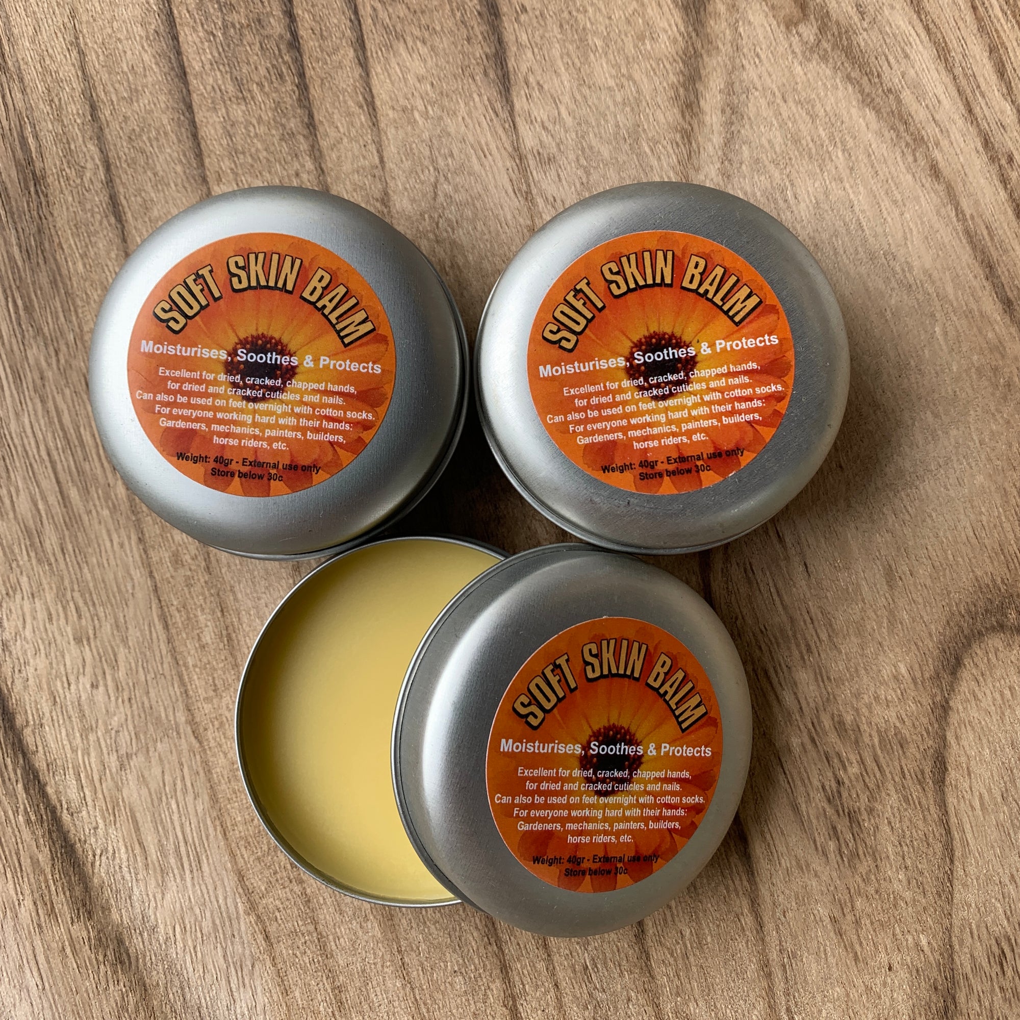Soft skin balm 40gr Three Pack certified Ausralian Demeter Biodynamic Calendula Oil with beeswax The Herbal Gardener