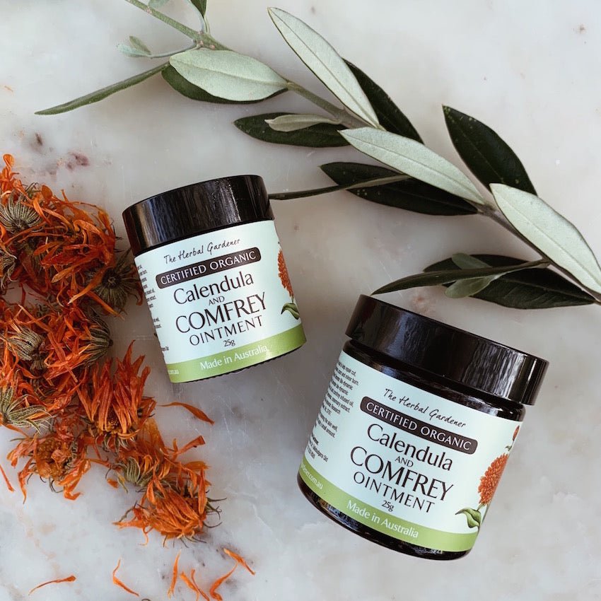 Calendula and Comfrey Ointment Certified OrganicFacial MoisturiserThe Herbal Gardener