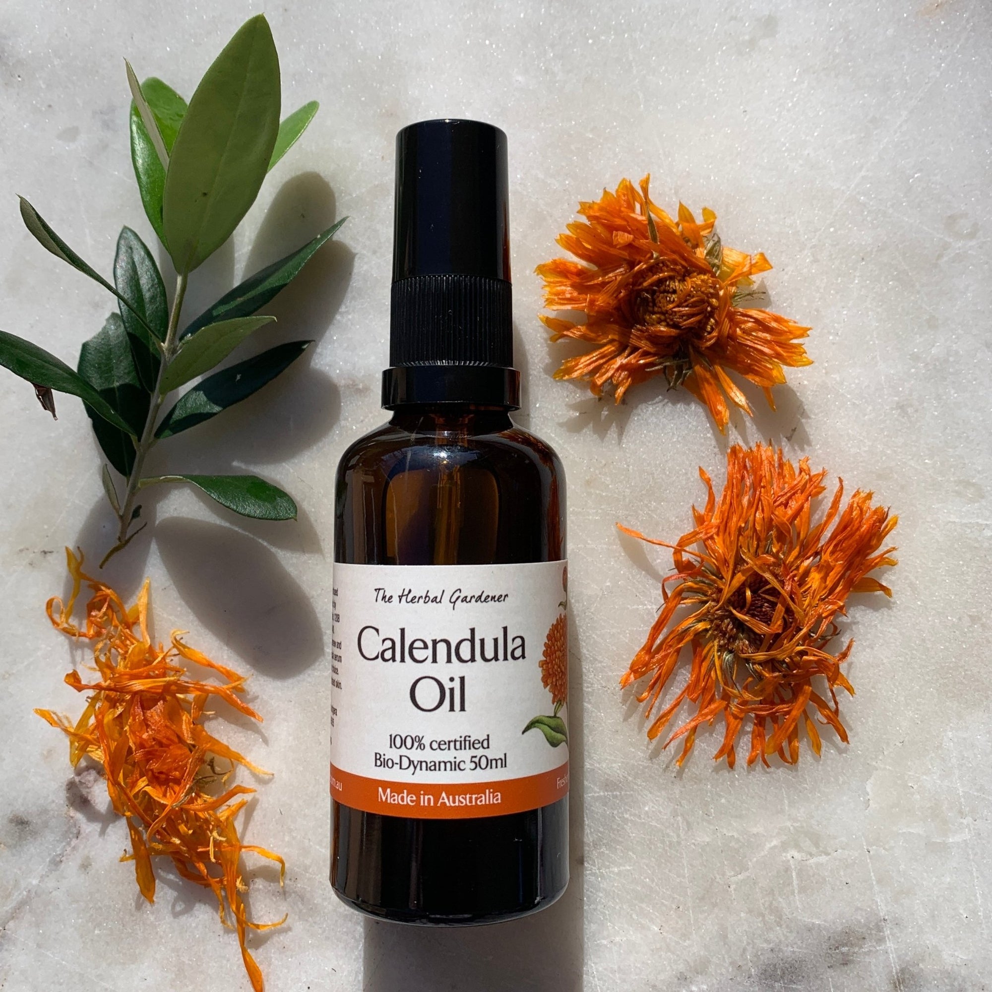 Calendula Oil Certified Australian Demeter BiodynamicThe Herbal Gardener